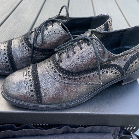 Fratelli Rossetti Silver and Black Women's Oxford - Size 37.5 IT (7-7.5 US) - Picture 4 of 8